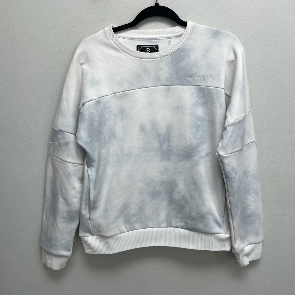 VIRUS International Sideline Crew Sweatshirtwhite and gray tie-dye women’s small